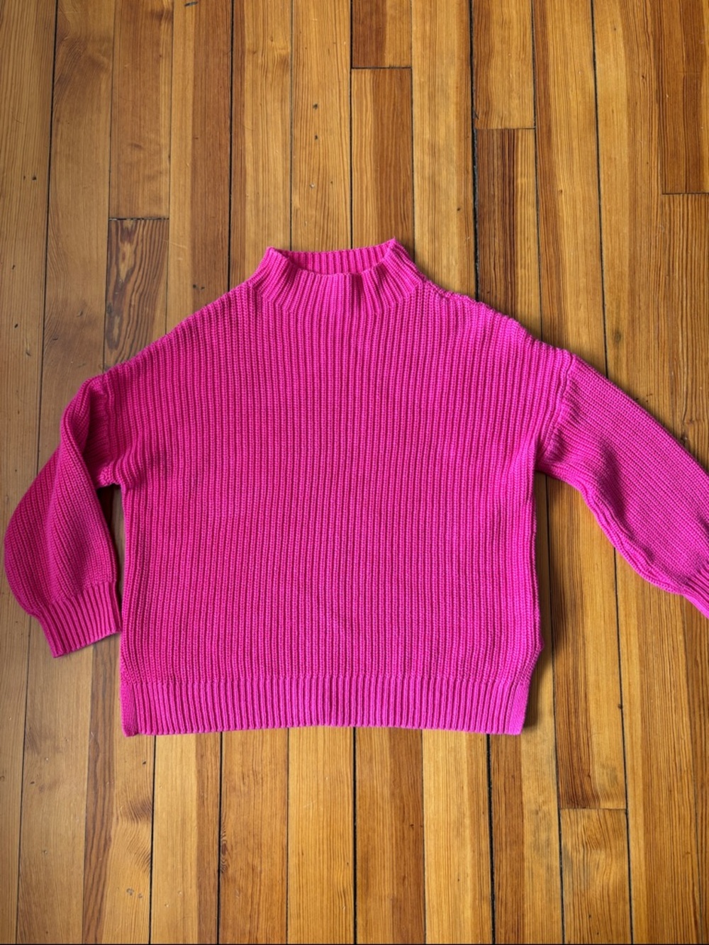 cupcakes & cashmere Bright Pink Ribbed Mock Turtleneck Sweater